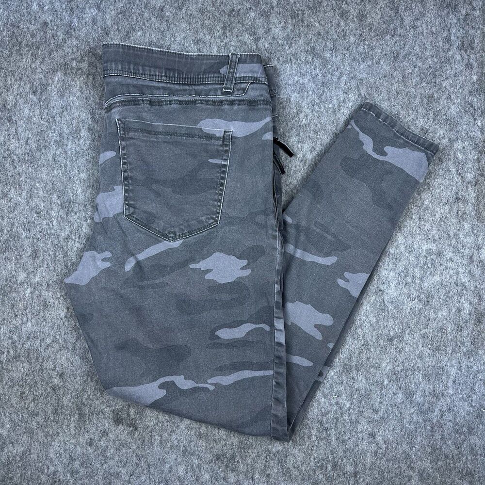 Democracy Women's “Ab” Technology Jeans Skinny Gray Camo Zip Pockets Size 16
